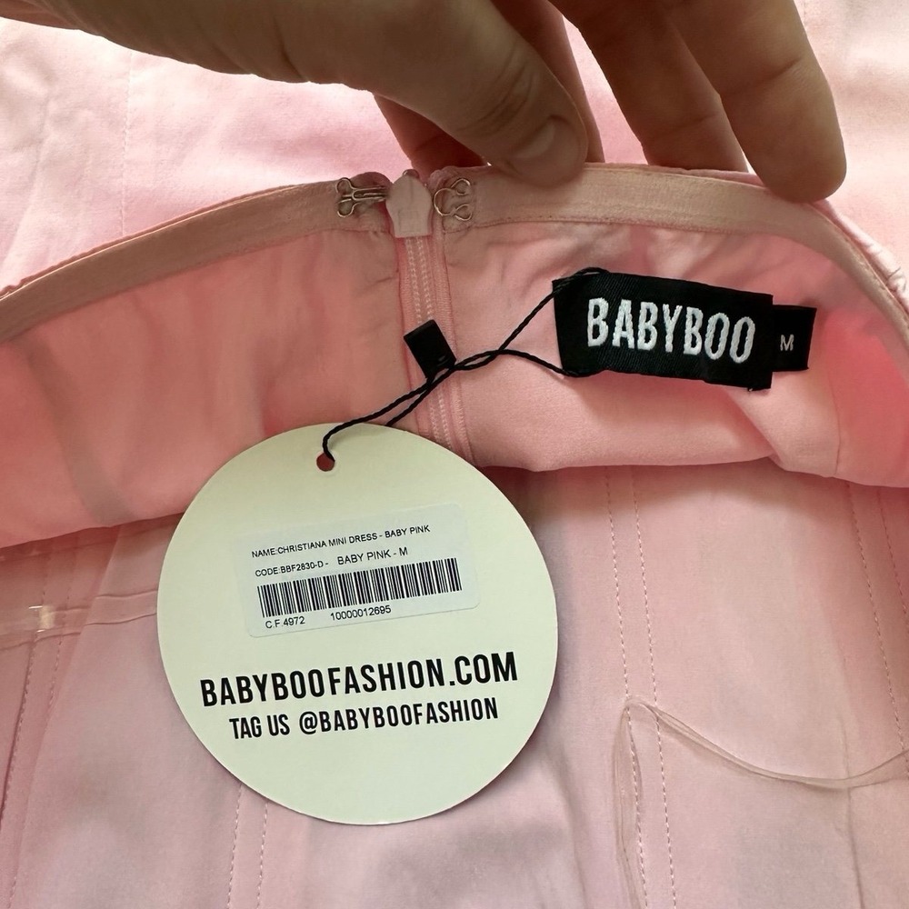 Baby Boo Christiana Strapless Mini Cocktail Slit Dress Baby Pink Wedding Guest - Picture 6 of 6